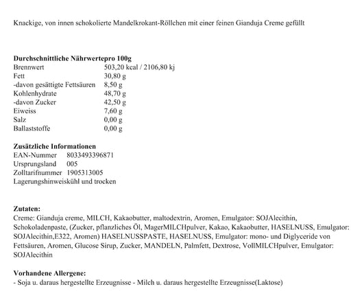 Gefüllte Mandelkrokant-Röllchen